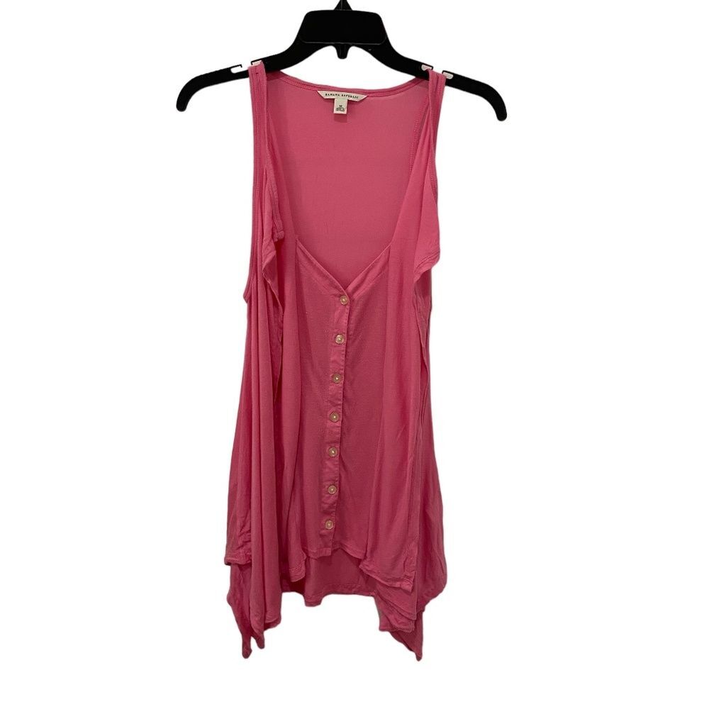 Banana Republic Pink Button Down Modal Sleeveless Asymmetrical Hem Tank Top M